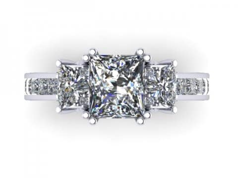 Custom 3 Stone Engagement Ring Princess Ring Rockwall Texas 2