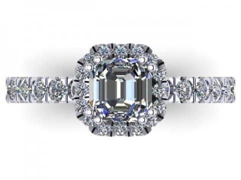 Custom Asscher Engagement Rings Dallas Texas - Halo Engagement Ring 3