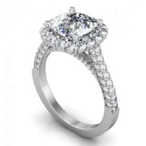 Custom Engagement Rings Dallas - Custom Cushion Halo Engagment Ring 1