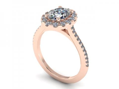 Custom Oval Halo engagement Ring rose gold 14kt - 2 carat halo engagement ring 1