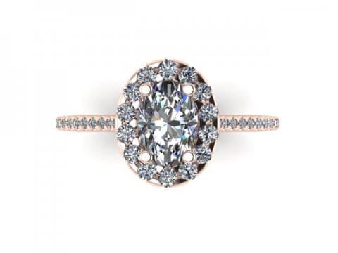 Custom Oval Halo engagement Ring rose gold 14kt - 2 carat halo engagement ring 2