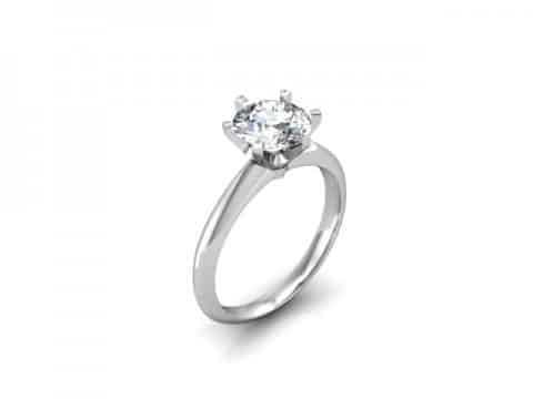Custom Solitaire Engagement Ring White Gold Round - Addison Texas 1