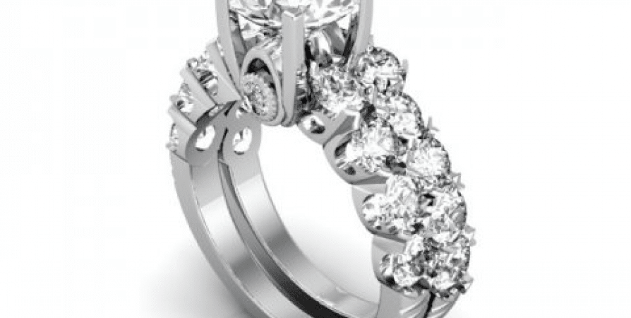 A diamond engagement ring set in white gold.