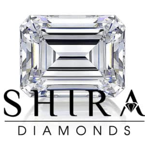 Shira diamonds logo with an emerald cut diamond.