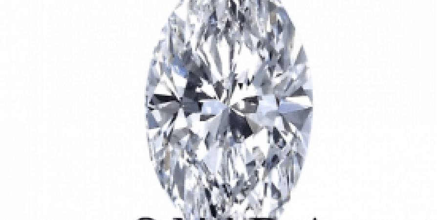 A marquise cut diamond on a white background.