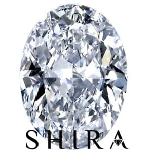 An oval cut diamond with the word shira on it.