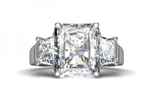 Three Stone Radiant Cut Engagement Ring 4
