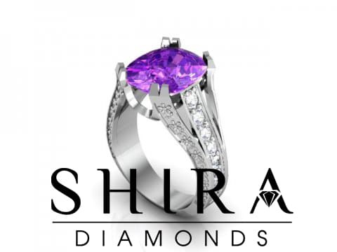 5 Carat Amethyst Engagement Diamonds - Shira Diamonds