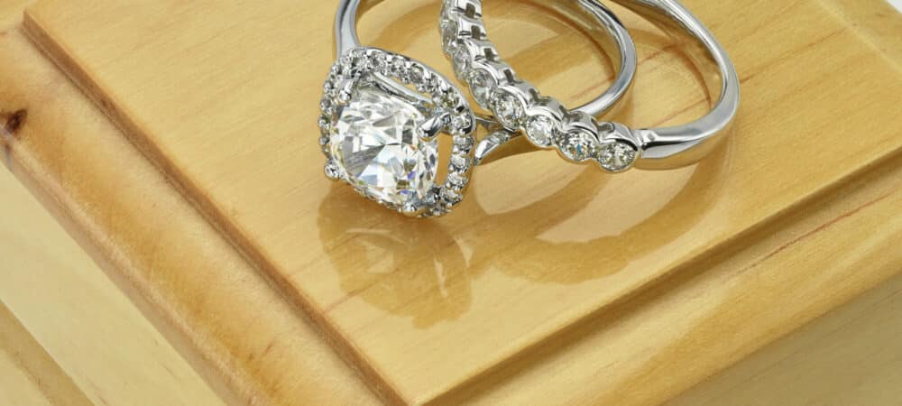 expensive engagement rings in a table