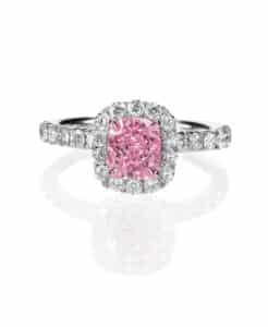 Pink diamond halo engagement ring - Shira Diamonds