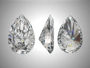 Three views of pear diamond - Shira Diamonds