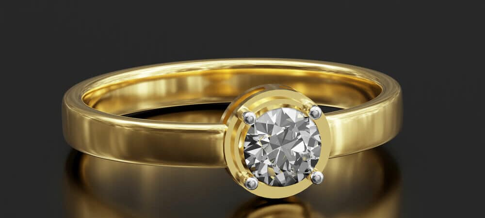 stunning diamond ring, beautifully presented against a sleek gray background.