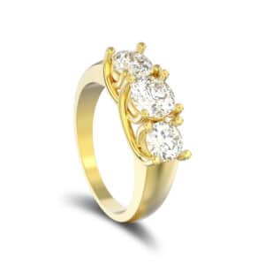  three-stone diamond ring.